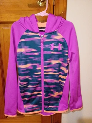 Chaqueta Under Armour Niñas Con Capucha Cremallera Completa Magenta y Naranja Claro Talla YSM Foto 1 de 4