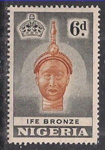Nigeria 1953 - 58 QE2 6d Pictorial Ife Bronze MM SG 75 ( E1235 ) - Picture 1 of 1