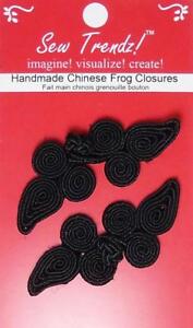 Frogs Button Closures- Black-Paisley Design - 2 Pair/pk - #FG03