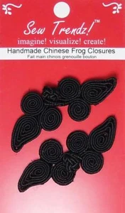 Frogs Button Closures- Black-Paisley Design - 2 Pair/pk - #FG03 - Picture 1 of 4