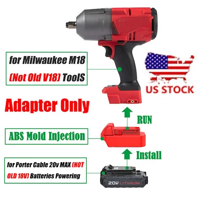 Adapter for Porter Cable 20V (Not 18V) Battery To for Milwaukee M18 Series Tools
