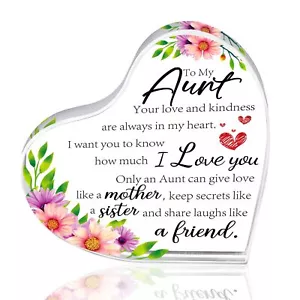Aunt Gift from Niece Nephew Acrylic Heart Keepsake Birthday Gift - Picture 1 of 7