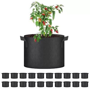 10 Gallon 20 Pack Grow Bags Planter Pots Thickened Nonwoven Fabric Black - Picture 1 of 7
