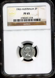 Australia 1963 (m) Threepence 3d Elizabeth II - NGC PF65 - Bild 1 von 3