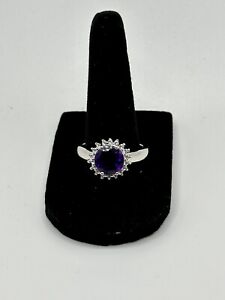2.40ct Amethyst and White Topaz Ring Size 7