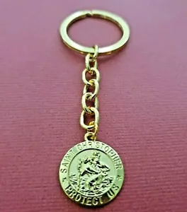 St Christopher Keyring keychain Patron Saint of travel Protect Us Medal Charm - Picture 1 of 4