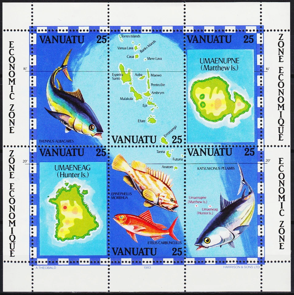 Vanuatu S/S Zona Económica Pesca 1983 MNH-20 Euro Foto 1 de 1