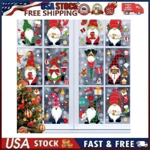 Christmas Window Clings 8 Sheets, Christmas Gnome Snowflake Window Decals St... - Picture 1 of 9