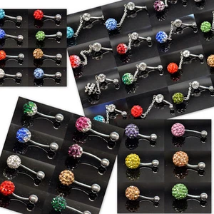 Kugel Bauchnabelpiercing Schmuck Edelstahl Bauchnabel Strass Zirkonia piercing - Bild 1 von 39