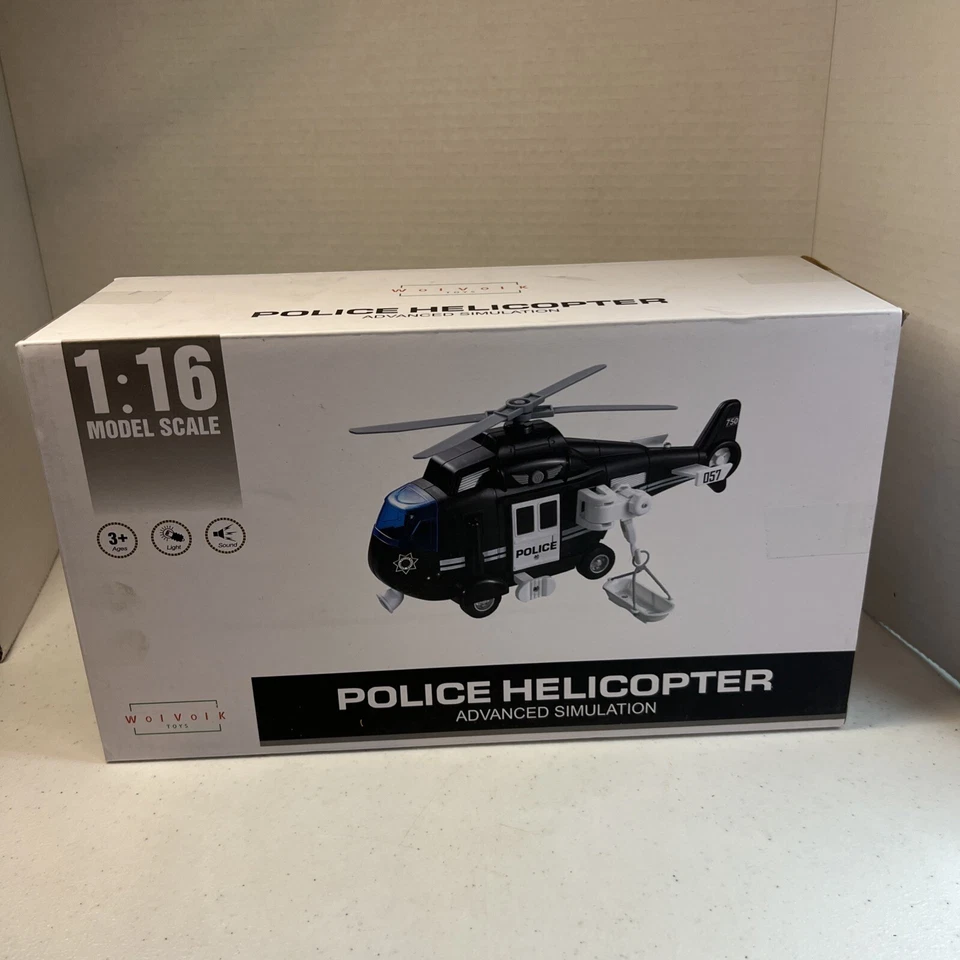 Police Helicopter Toy With Flashing Lights & Sounds Great Gift for Boys Girls