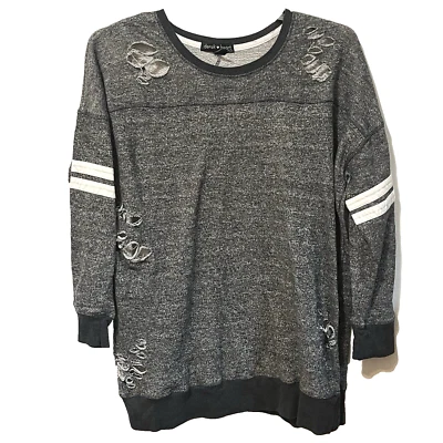 Sudadera Derek Heart para mujer talla grande 2X túnica top gris recortes desgastados Foto 1 de 4