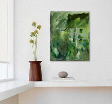 Hand-painted WALL Decor, GREEN ABSTRACT  Painting,Acrylic on Canvas,Modern Art