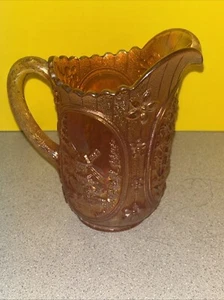 Vintage Imperial Glass Pitcher Marigold Windmill Carnival Glass Iridescent 6.5” - Picture 1 of 10