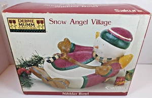 Sakura Debbie Mumm Snow Angel Village Snowman Nibbler Bowl MIB - Picture 1 of 8