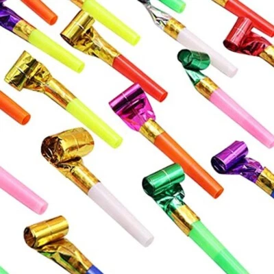 20 Sopladores de Fiesta Cuerno Trompeta Explosiones Bolsa de Botín Rellenos Cumpleaños Año Nuevo Lámina Foto 1 de 4