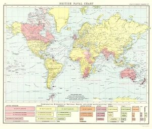 Historic Nautical Map - British Global Naval Chart - Newnes 1907 - 23 x 27.08 - Picture 1 of 20