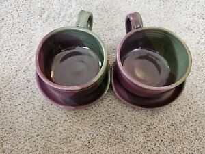 Mudworks Pottery Usa Oversized Tea Mug Soup Bowl with Spoon Rest (Pair)