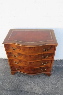 Maddox Serpentine Leather Top Large Nightstand Bedside Table Small Dresser 5836 - Image 1 of 4