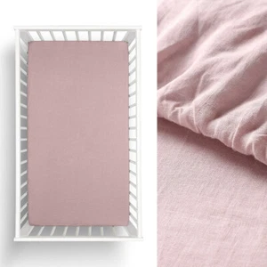 Twin Pack Pale Mauve Hemp Cot Fitted Sheet by Little Gem - Picture 1 of 2