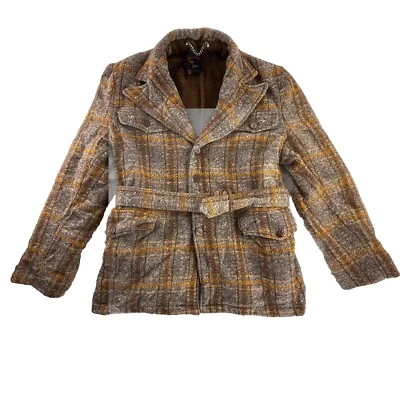 Vintage 70s Sir Jac Plaid Wool USA Made Faux Fur Lined Overcoat Womens 40 (8) - Image 1 of 4