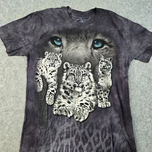 The Mountain Mens L T-Shirt Gray Tie-Dye 100% Cotton White Tiger Leopard USA - Picture 1 of 6