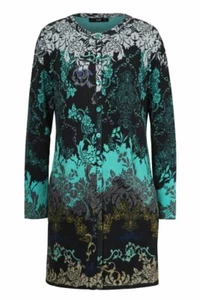 IVKO Cardigan Abrigo Lana Abrigo Floral Flores Flor Negro Petrol 202509 - Imagen 1 de 1