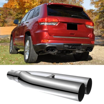 For Jeep Grand Cherokee 2.5" In 3.5 Out 19" Dual Exhaust Tip Blast Pipe Muffler - Image 1 of 4