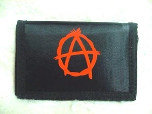 Unisex Anarchy Symbol on Black Wallet Unisex Men's 4.5" x 3" W-New in Package! - Picture 1 of 2