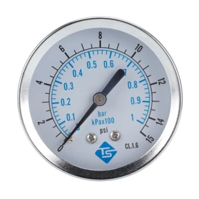 Compact Pressure Gauge Mini Mechanical Pressure Gauge 0-15psi 0-1bar/kpa 1/4" - Image 1 of 4