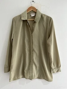 Classic Dimensions Top Womens Size M Brown Button Shirt Vintage Button - Picture 1 of 14