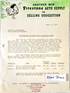 1940 color ADV. LETTERHEAD Firestone Auto Supply Westinghouse Walter Allen - Imagen 1 de 1