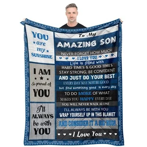 Gifts for Son Blanket Son Gifts Son Gifts from Mom Gift for Son Adult Son Gif... - Picture 1 of 7