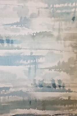 Swavelle Mill Creek Fabric Blue Gray White Painted Watercolor 55 in wide x 2YD - Image 1 of 4