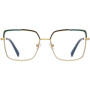 Gafas cuadradas para mujeres hombres monturas de metal delgadas bisagras de resorte doradas - Imagen 1 de 20