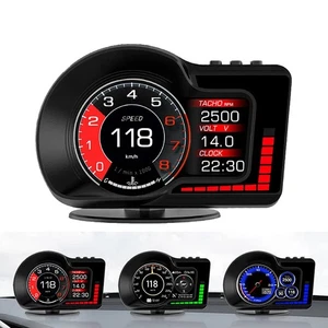 HUD Display Digital Alarm Gauge Car Turbo Speedometer RPM Head Up Temp OBD2 + - Picture 1 of 12