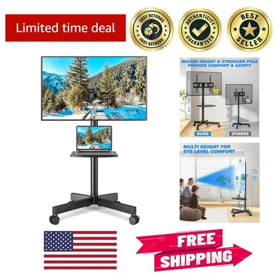 Портативная подставка для телевизора на колесах - регулируемая высота и наклон для максимального комфорта - Изображение 1 из 4