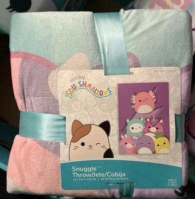 Двустороннее одеяло Squishmallows Snuggle Throw Rainbow супермягкое 50 x 70 дюймов новое с ценниками - Изображение 1 из 2