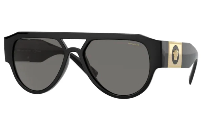 Gafas de sol Versace para hombre con logotipo de Medusa (negras/doradas) gafas de moda de lujo, 57[]17 Foto 1 de 1