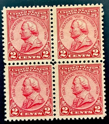 US Stamp, Scott #689, 2 Cent Gen Von Steuben 1930, Scott #689, block of 4, MNH - Image 1 of 2