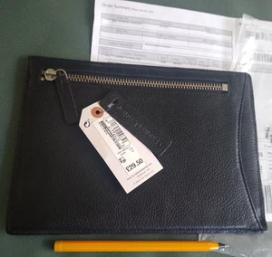 M&S Black Leather Currency Slip/Passport Holder - Picture 1 of 6