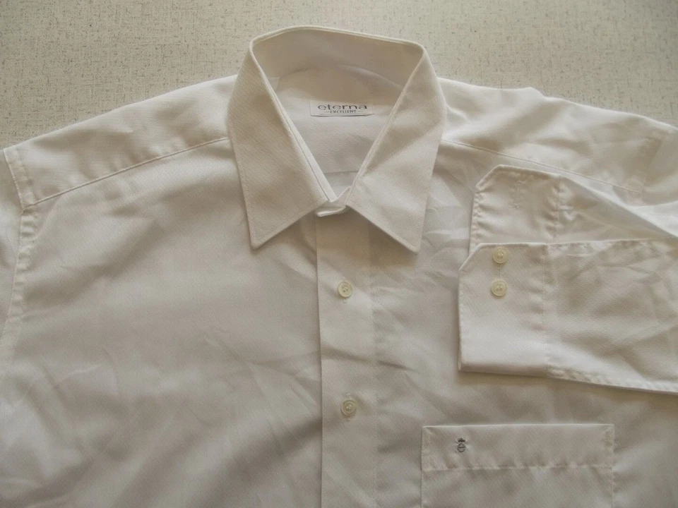 Eterna EXCELLENT Camicia 39 Bianca Motivo Geometrico Molto Buono #TA5183 - Immagine 1 di 1