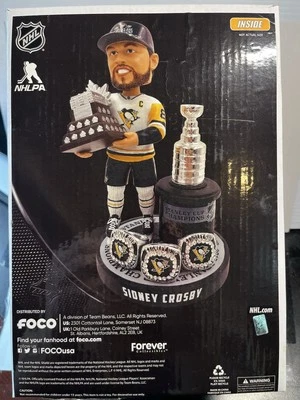#2/750! New SIDNEY CROSBY Pittsburgh Penguins Stanley Cup 3 Ring Base Bobblehead - Image 1 of 4