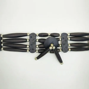4 row line Buffalo Bone Black bead Choker Beaded Native American Necklace - Picture 1 of 2