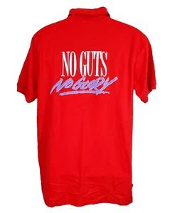 No Guts No Glory Shirt Large Red Polo Golf Vintage 80s 90s Hanes Single Stitch - Picture 1 of 8