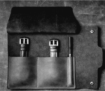 Reloj de pulsera Bolso bolígrafo soporte para lápiz cuero de vaca estuche de almacenamiento bolsa negro H363 Foto 1 de 4