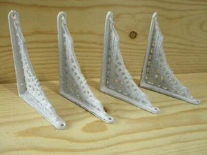 4 Shelf Braces Wall Brackets Cast Iron SMALL 5 x 4 Corbels Distressed White  - Picture 1 of 9