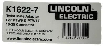 LINCOLN ELECTRIC K1622-7  Twist Mate Tig Torch Adapter Kit PTA9-PTA17. Dinse 25M - Image 1 of 4