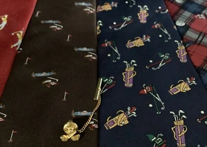 Vintage Lot of Rooster Men’s Fathers Day, Golf Ties ,Golf Club & Balls Tie Tack - Picture 1 of 24