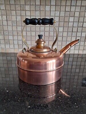 Simplex Solid Copper Whistling Kettle Wooden Handle Made In England • 17£
