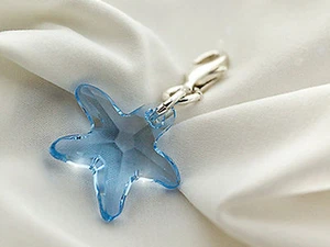 Charm Anhänger Seestern Kristall Swarovski blau 925/1000 Silber CS06-3A - Bild 1 von 3